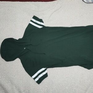 On Fire Green Short Sleeve Hooded T-Shirt Mini Dress Women's Size Large